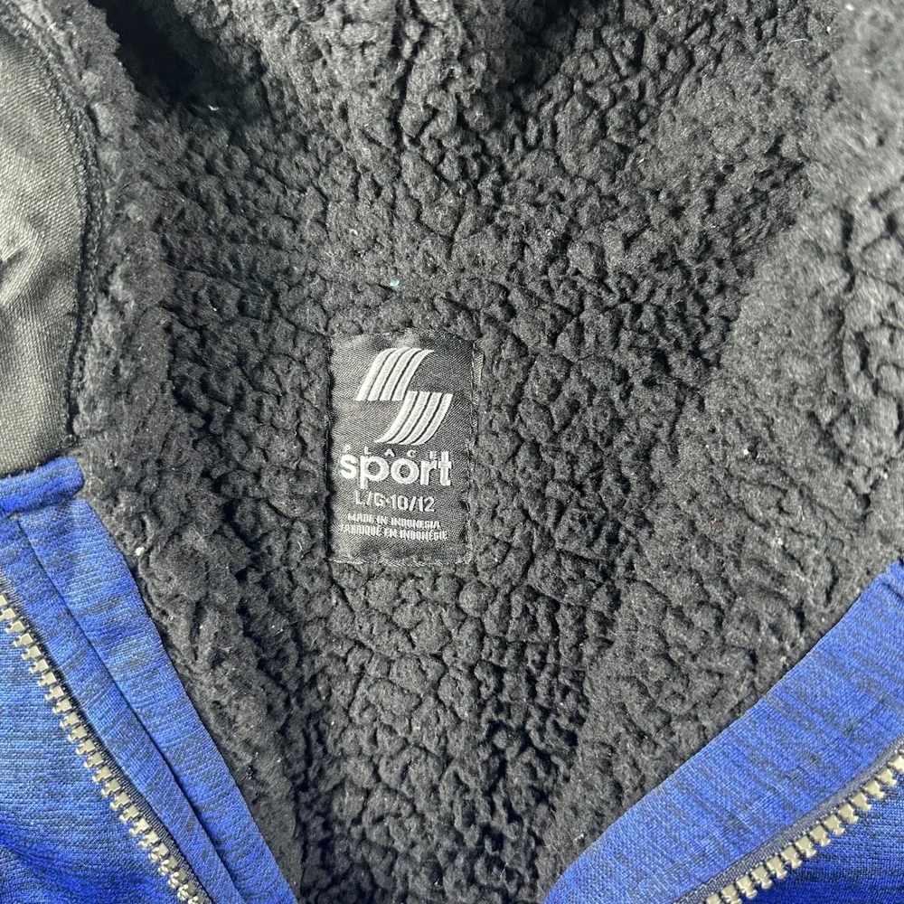 The Children's Place Place Sport Hoodie L 10/12 Blue Black Sherpa Lined Full Zip